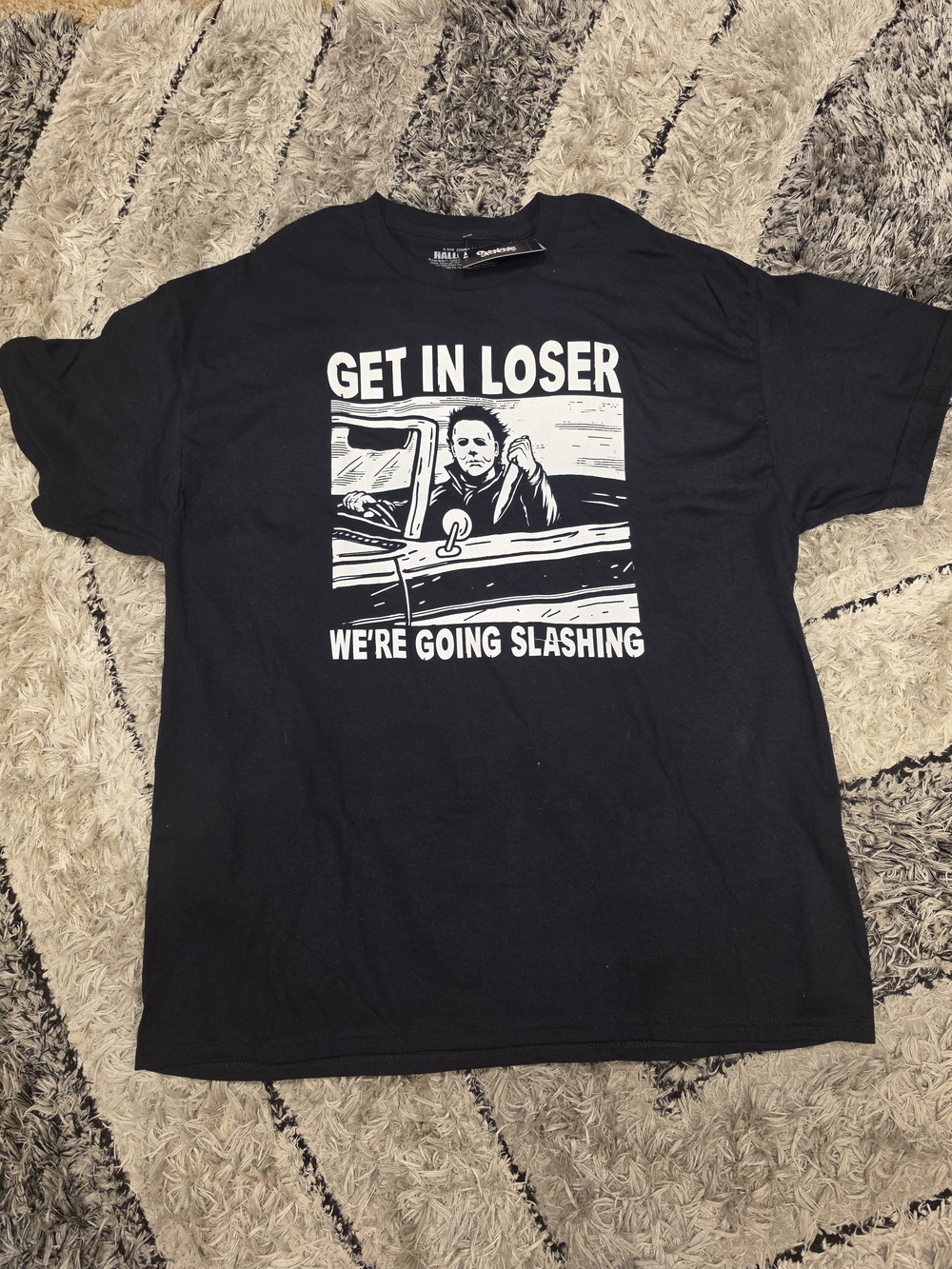 Source Unknown Black Graphic Tee "Get In Loser" - Men's Short Sleeve Shirt